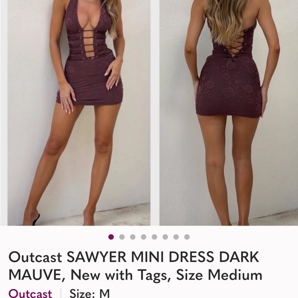 Outcast Lace-Up Mini Dress - Rich Mauve